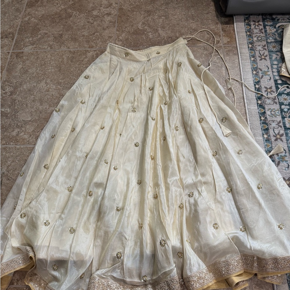 Elegant Cream Skirt with Gold Accents